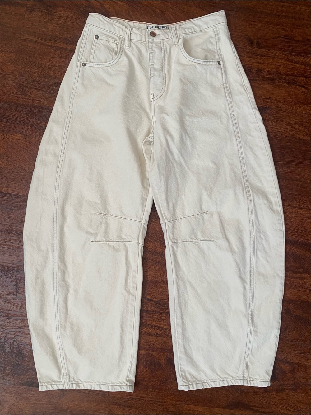 Free People Good Luck Barrel jeans cream/white